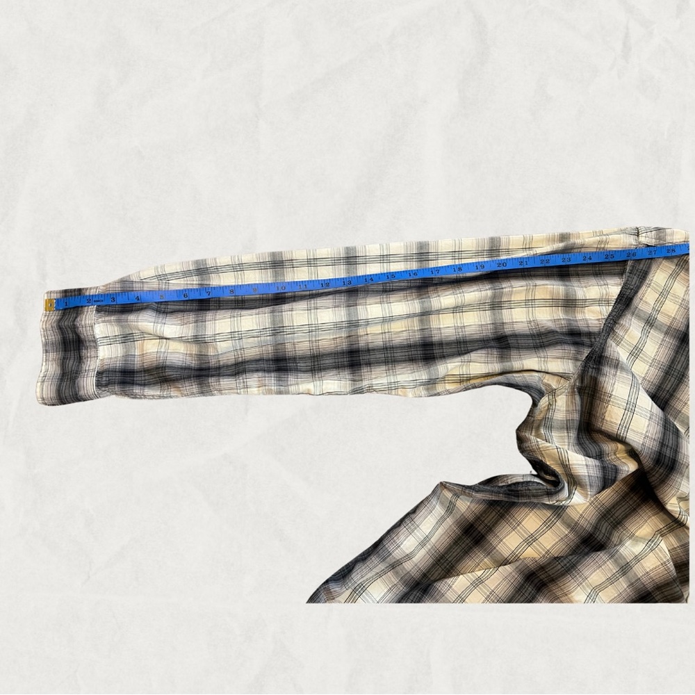 Carhartt Men's Casual Plaid Shirt - Beige and Navy - Picture 8 of 9